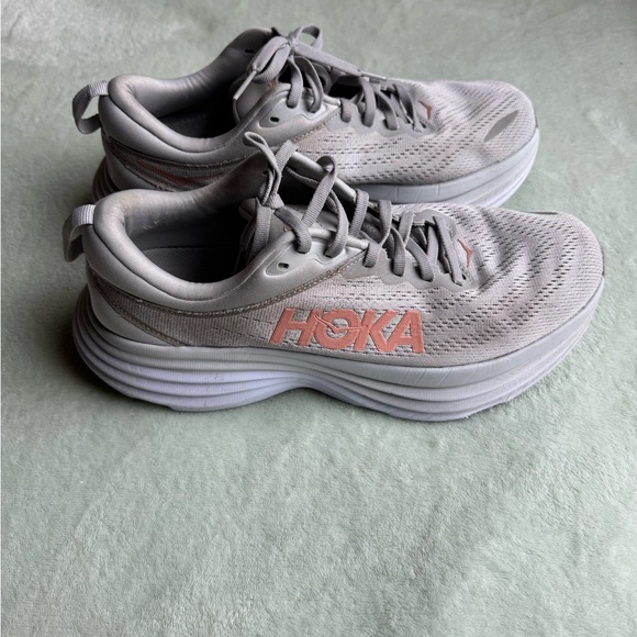 HOKA Bondi Running Shoes Light Gray Ladies Size 9.5 - Picture 3 of 8